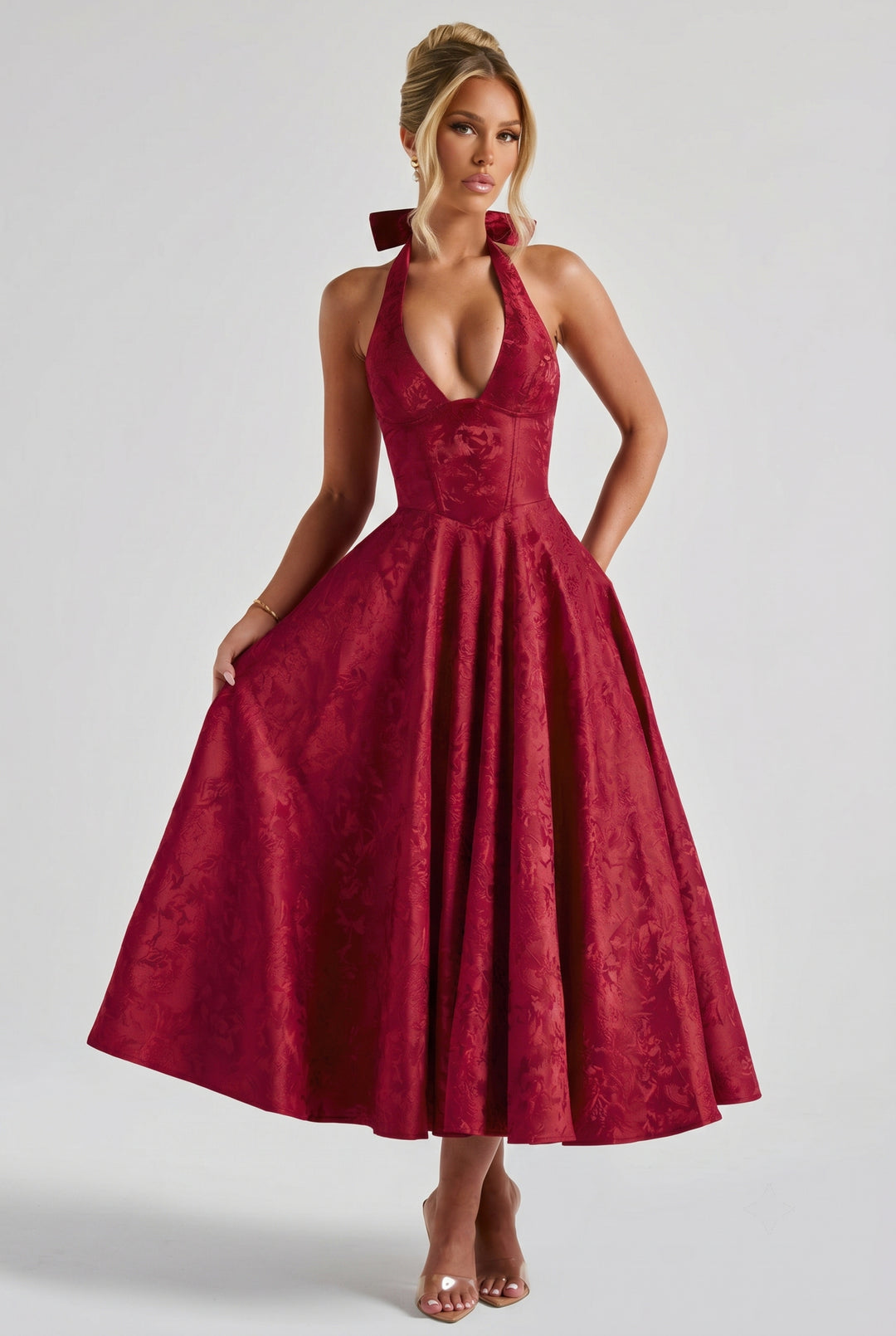 Clandour | Giaine Midi Dress - Red - product photo 3
