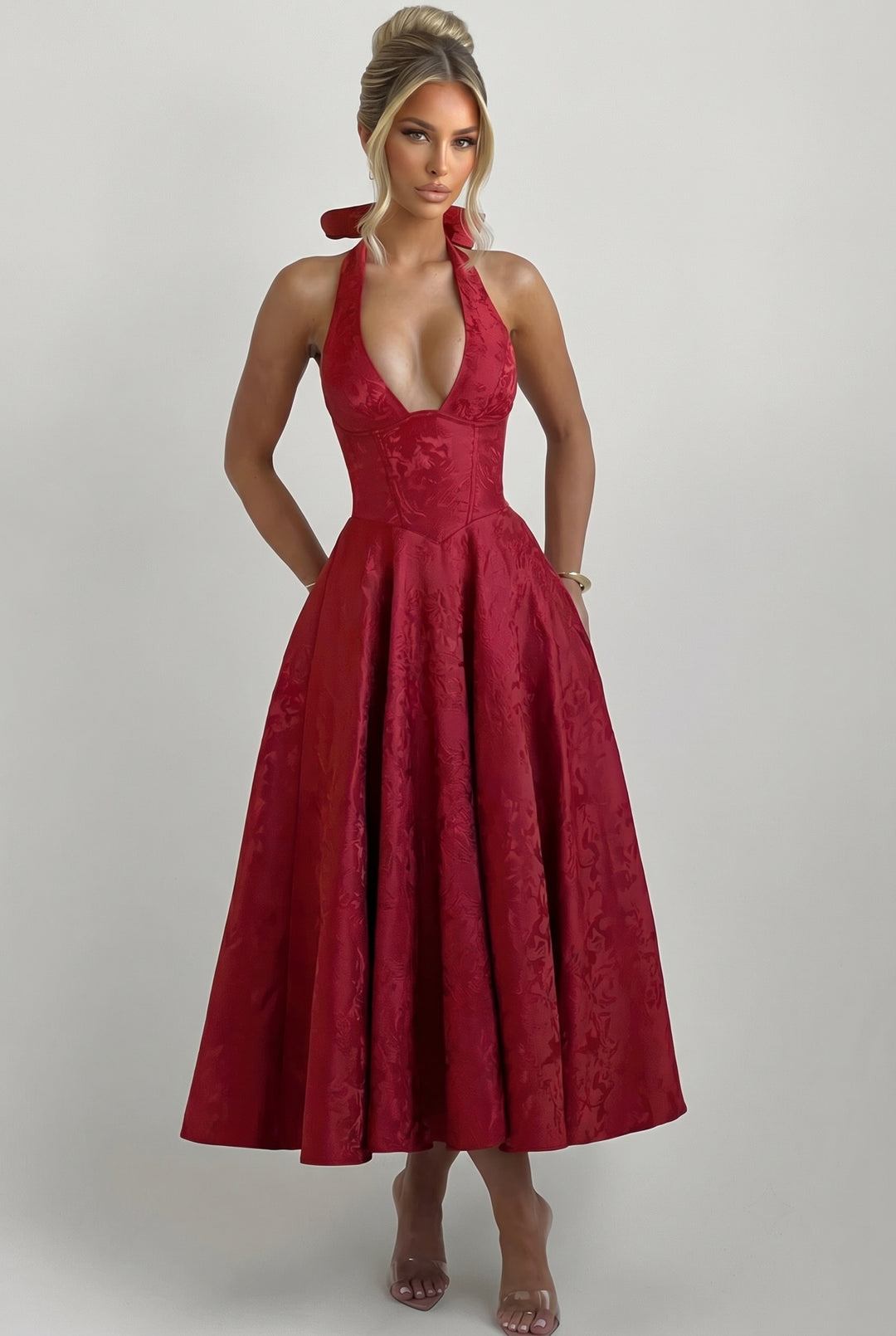 Clandour | Giaine Midi Dress - Red - product photo 8