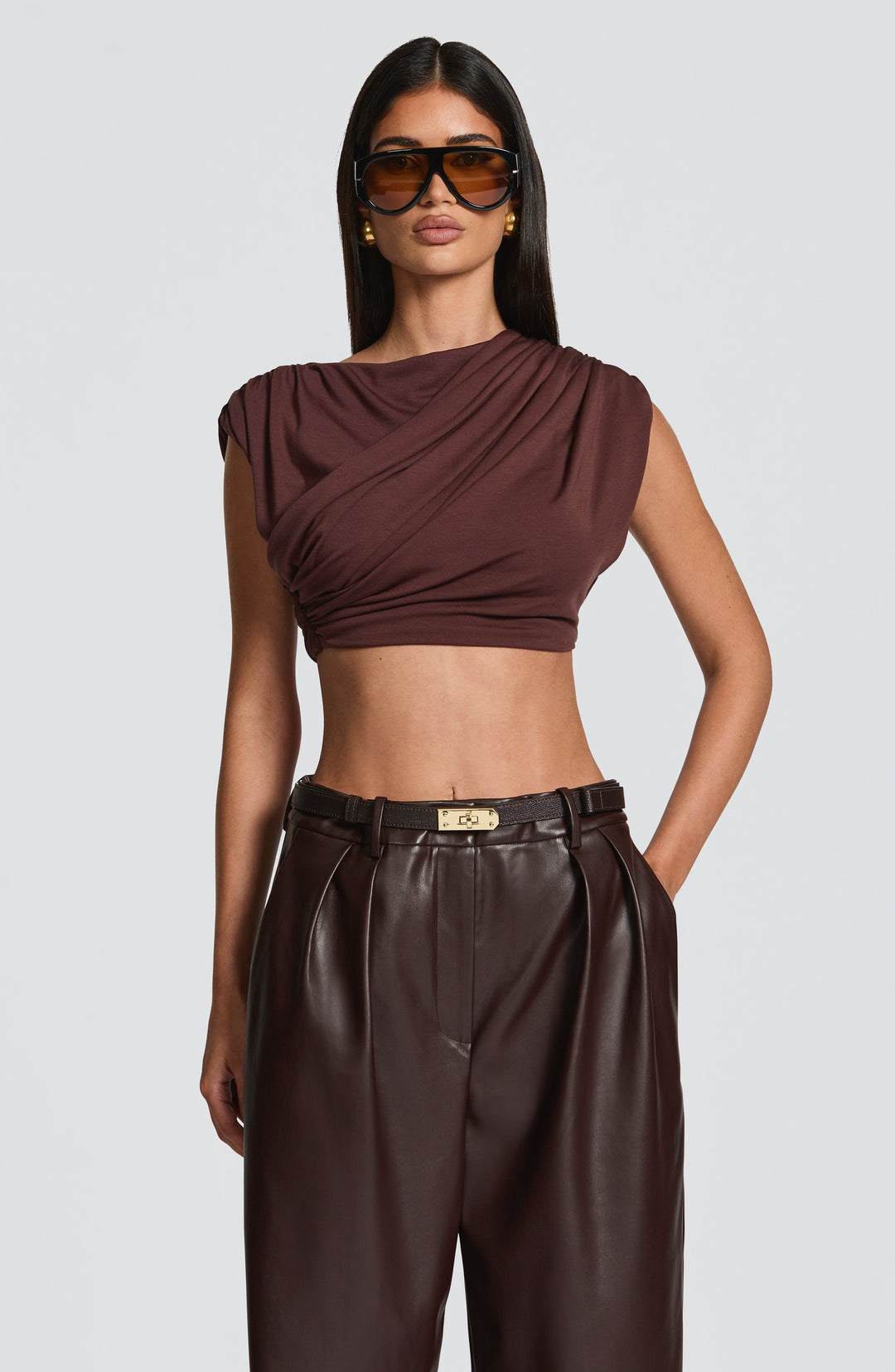Avelaelle Top in Plum Brown by Clandour, product photo 5