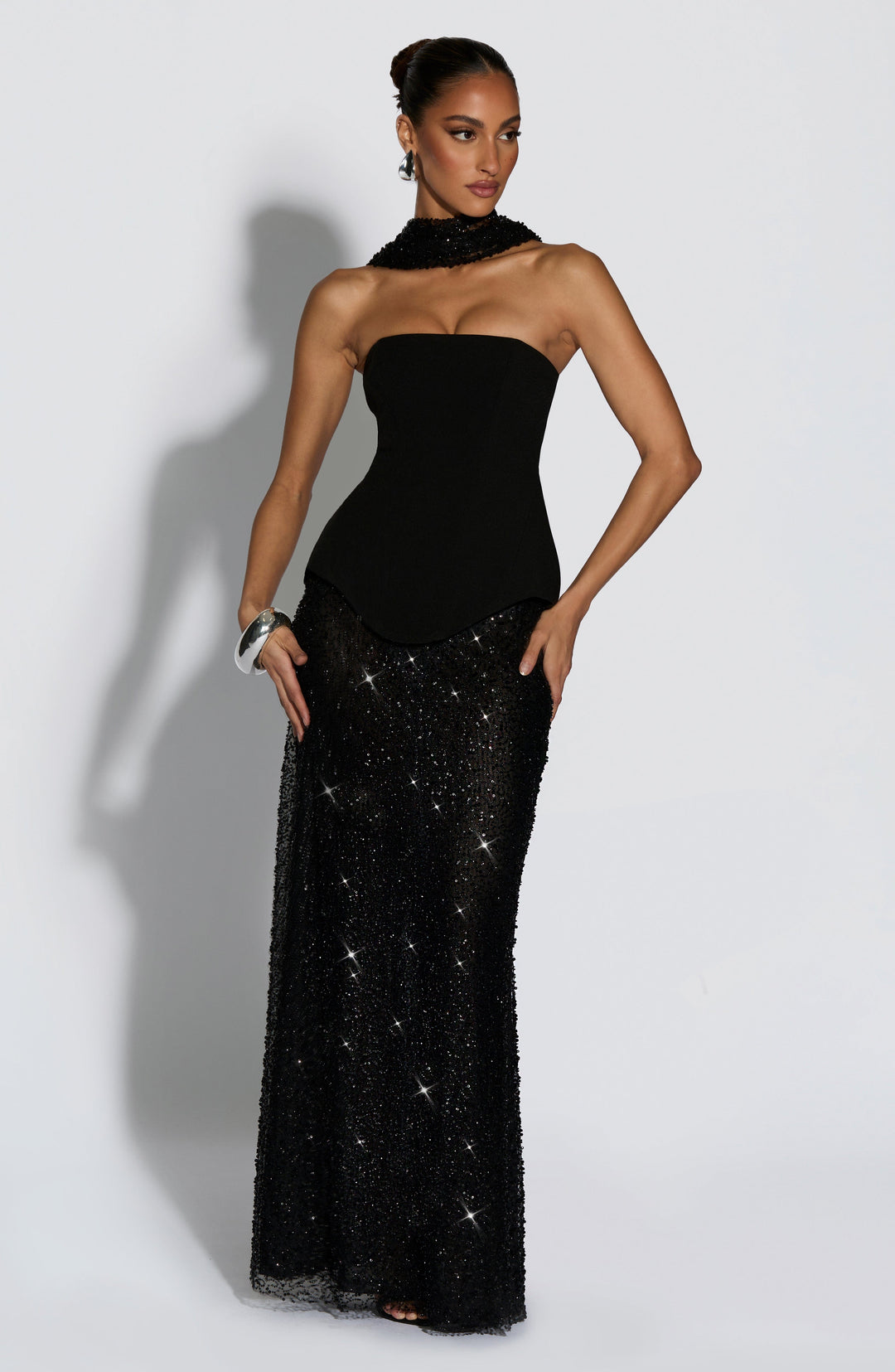 Avelara Maxi Skirt in Black by Clandour, product photo 5