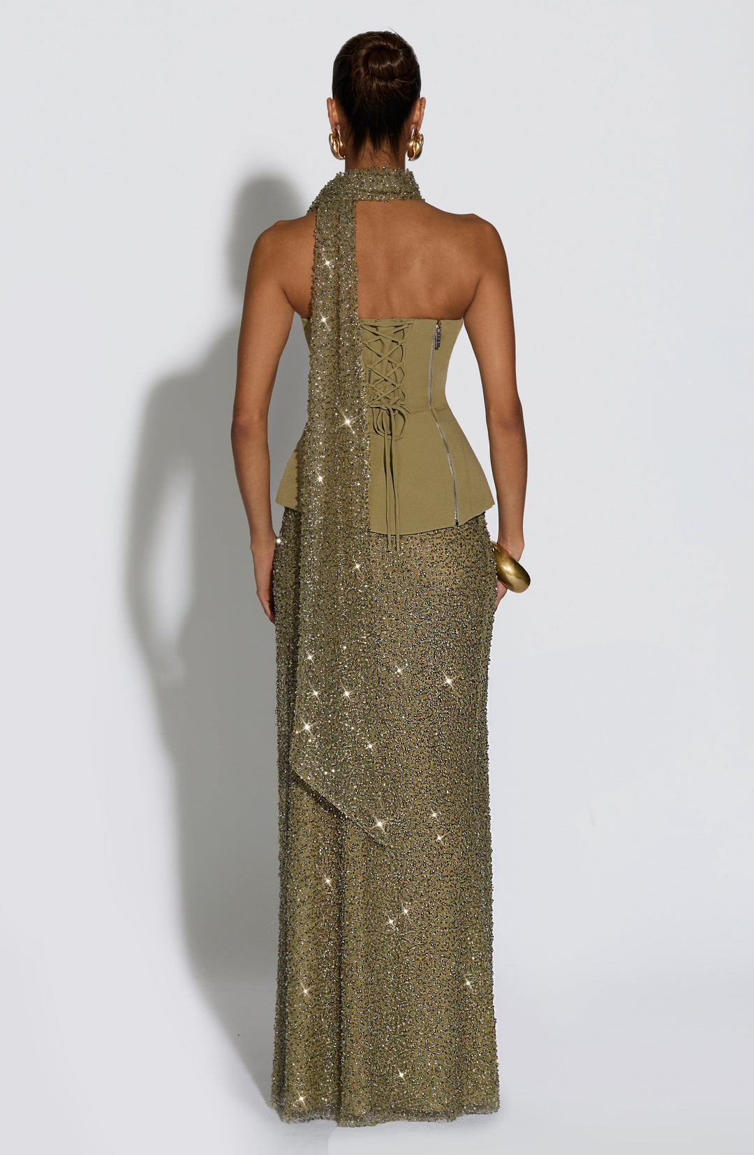 Avelara Maxi Skirt in Sage by Clandour, product photo 2