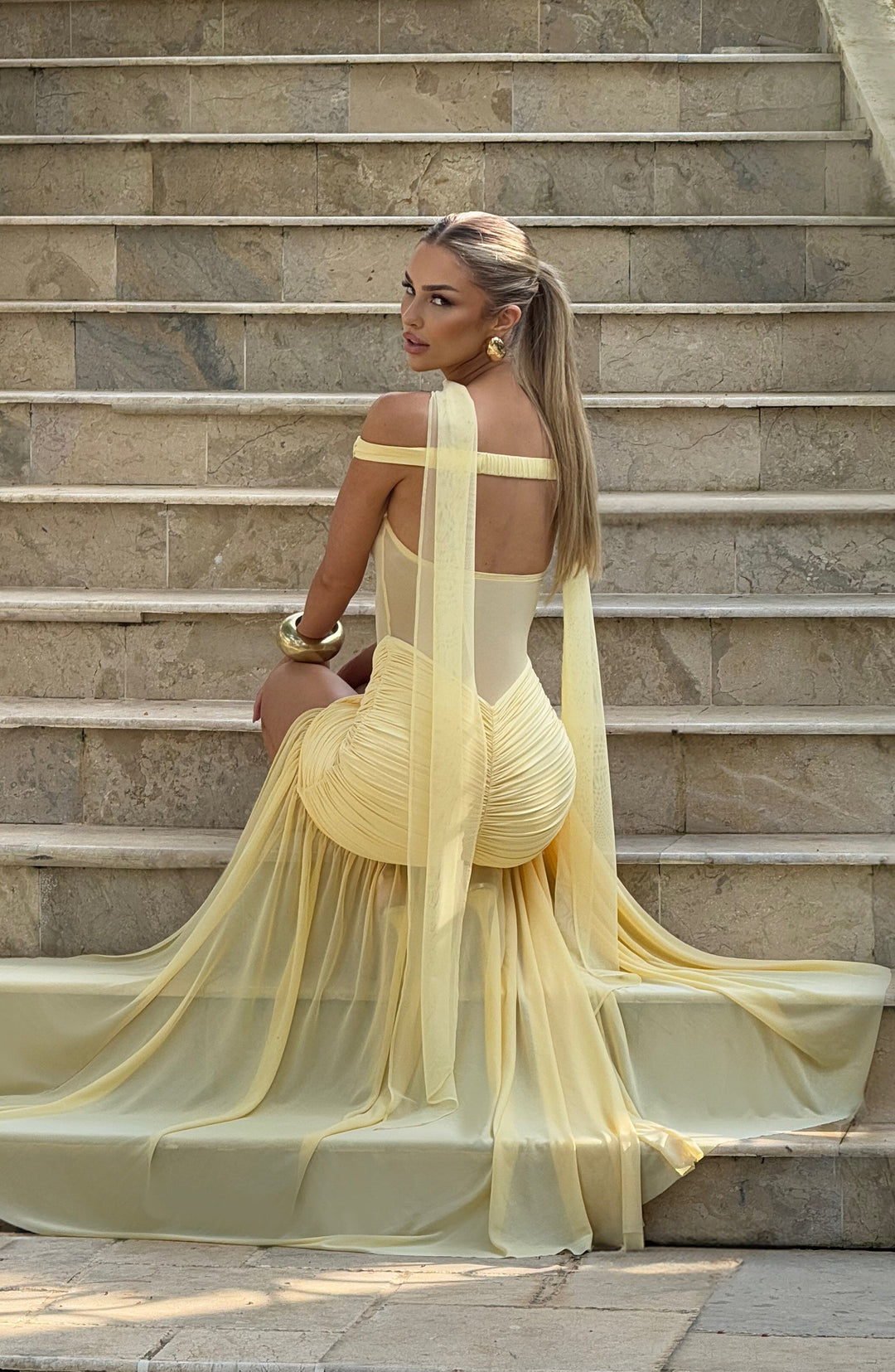 Avelari Maxi Dress in Lemon by Clandour, product photo 5