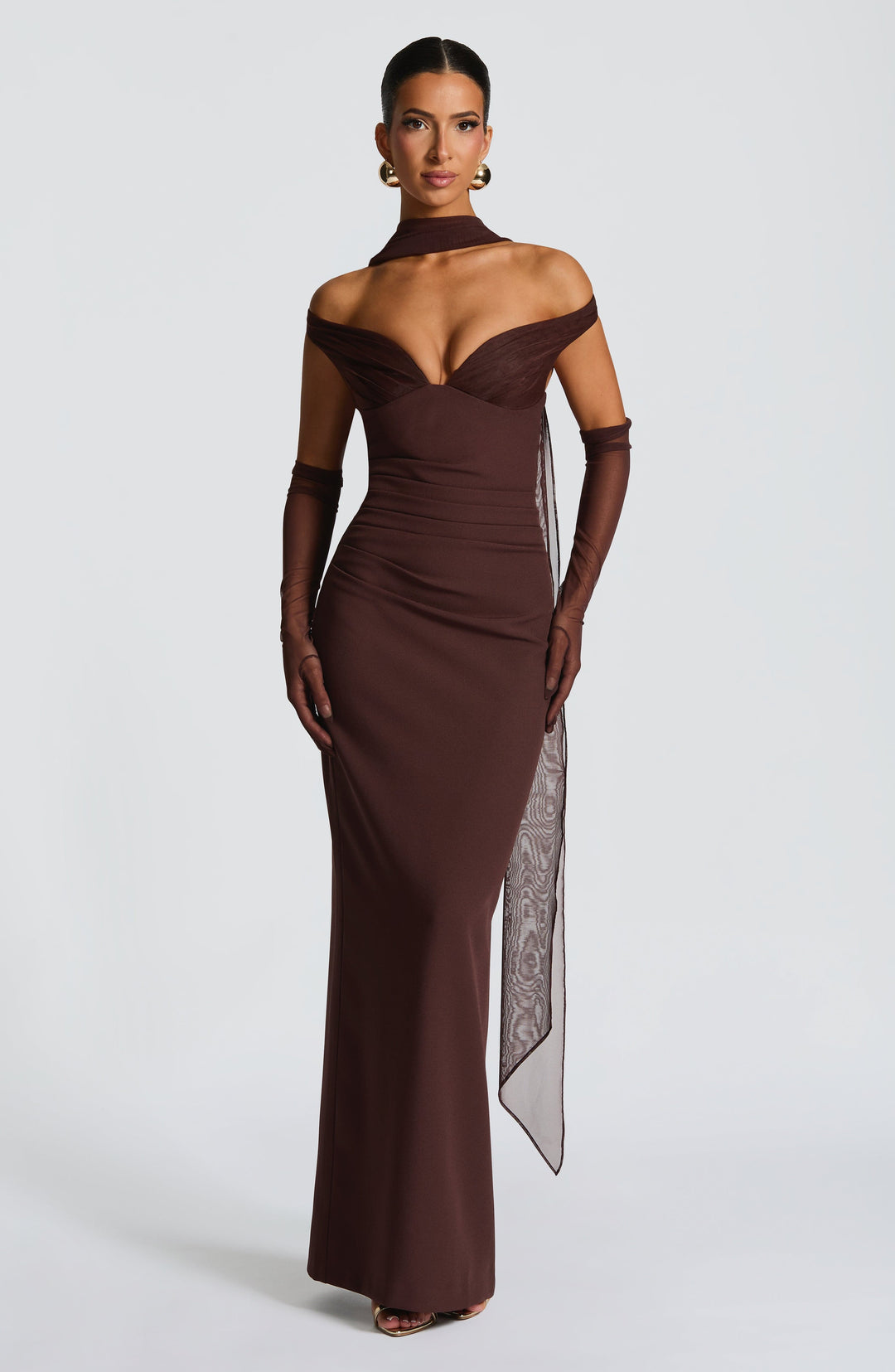 Avelelle Maxi Dress in Plum Brown by Clandour, product photo 1