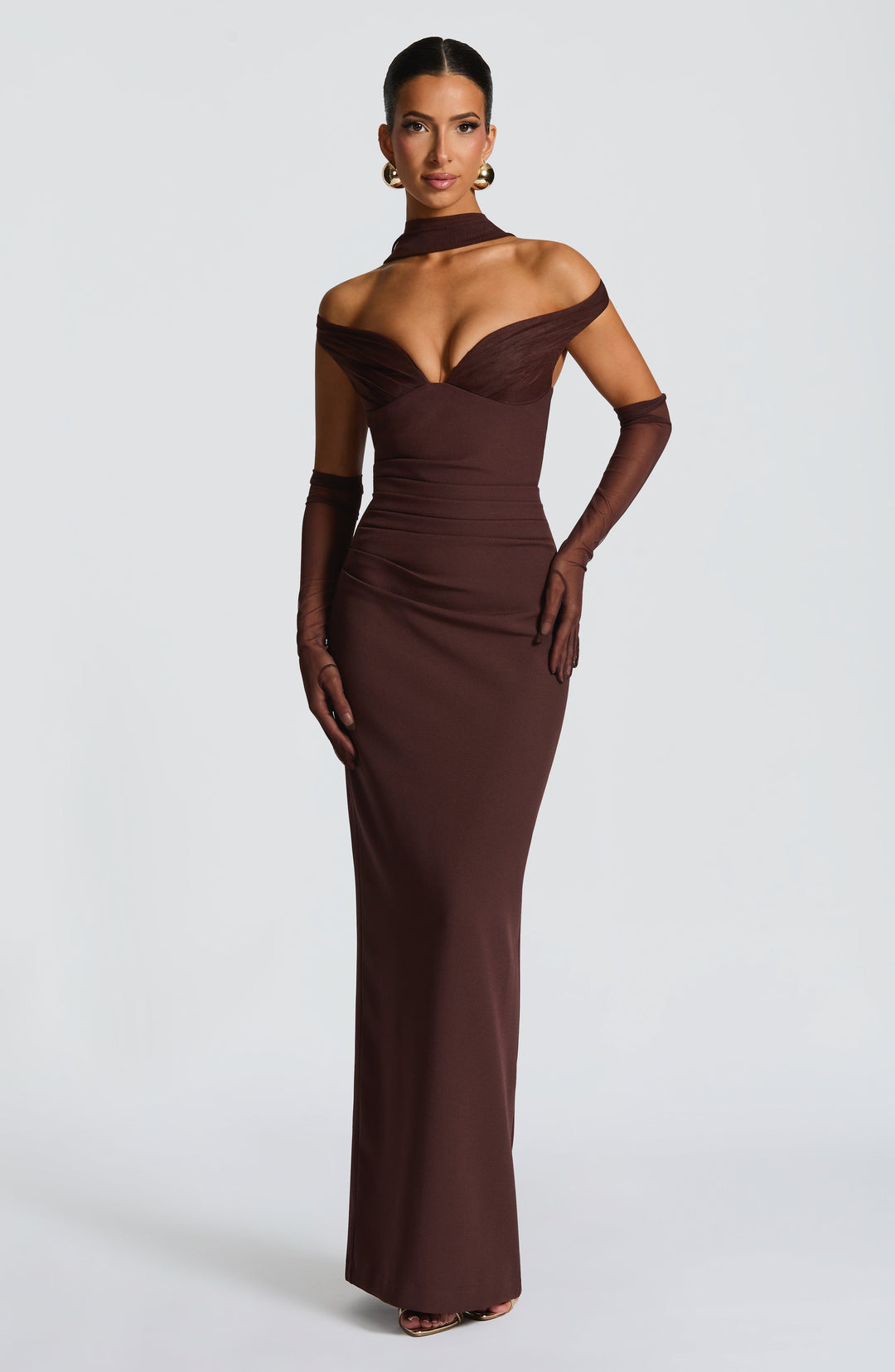Avelelle Maxi Dress in Plum Brown by Clandour, product photo 2