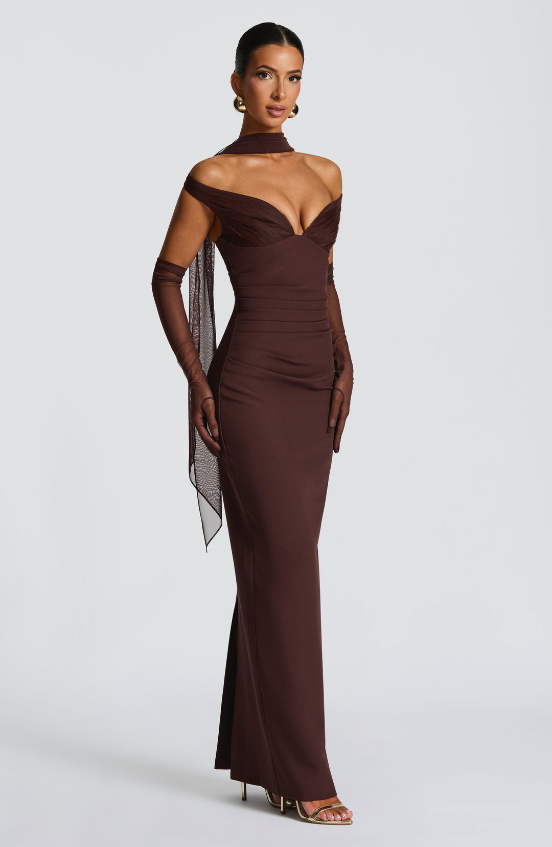 Avelelle Maxi Dress in Plum Brown by Clandour, product photo 5