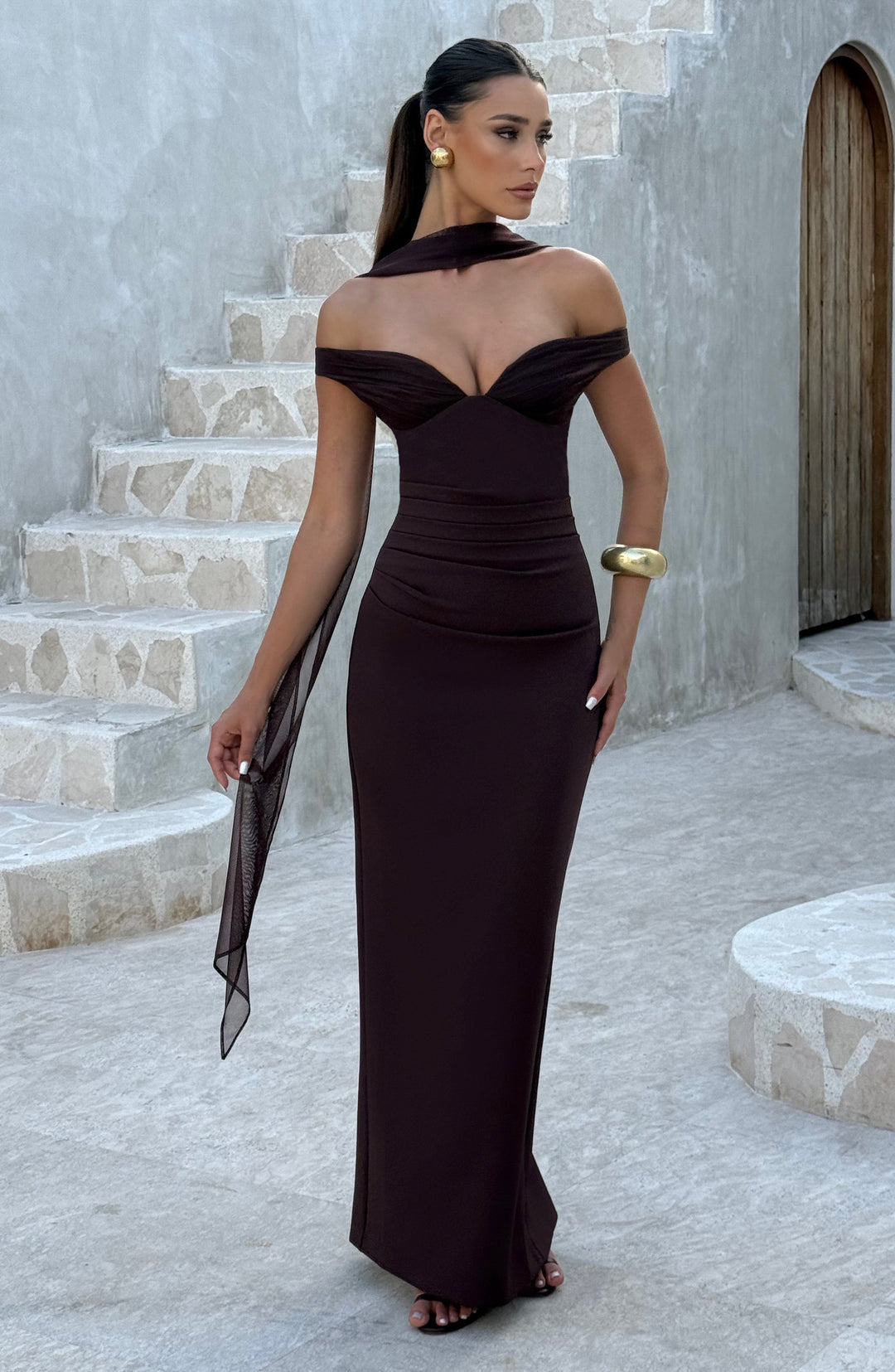 Avelelle Maxi Dress in Plum Brown by Clandour, product photo 7