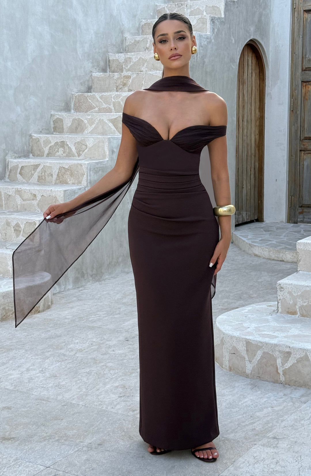 Avelelle Maxi Dress in Plum Brown by Clandour, product photo 8
