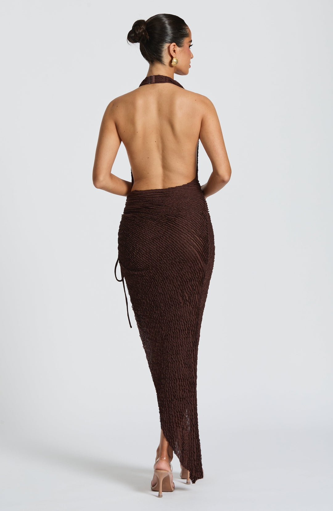 Avelena Midi Dress in Plum Brown by Clandour, product photo 4