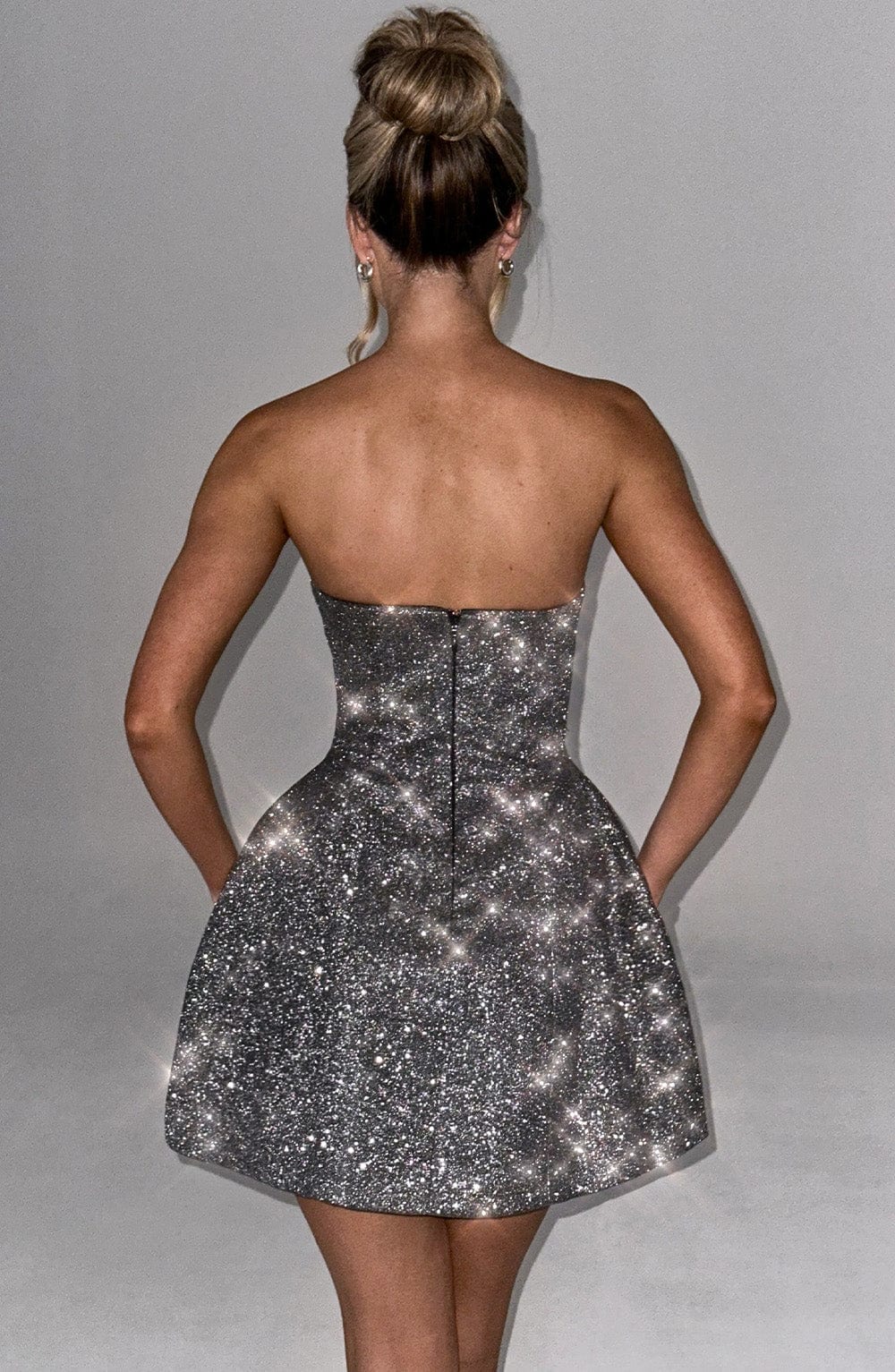 Avelessa Mini Dress in Grey Sparkle by Clandour, product photo 7