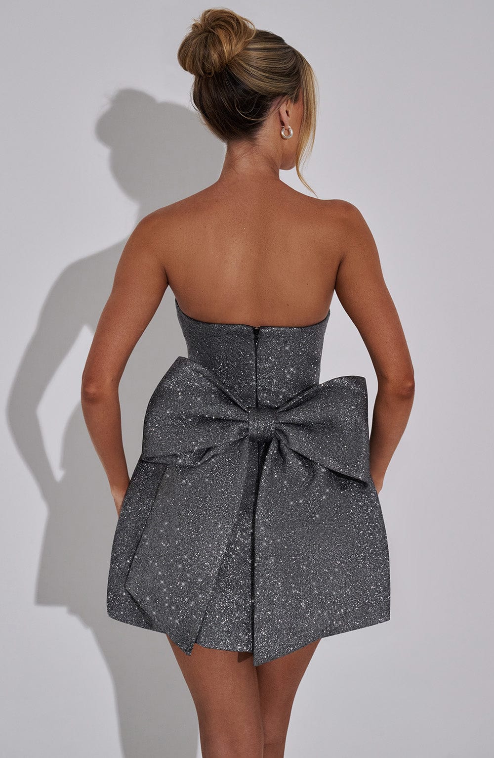 Avelessa Mini Dress in Grey Sparkle by Clandour, product photo 13