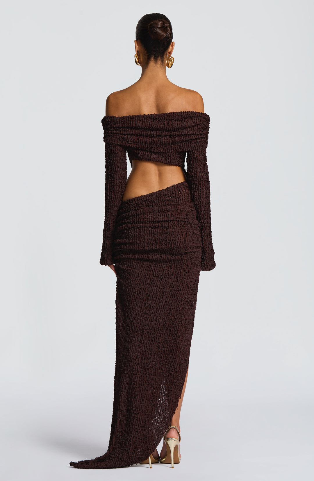 Avelette Midi Dress in Plum Brown by Clandour, product photo 2