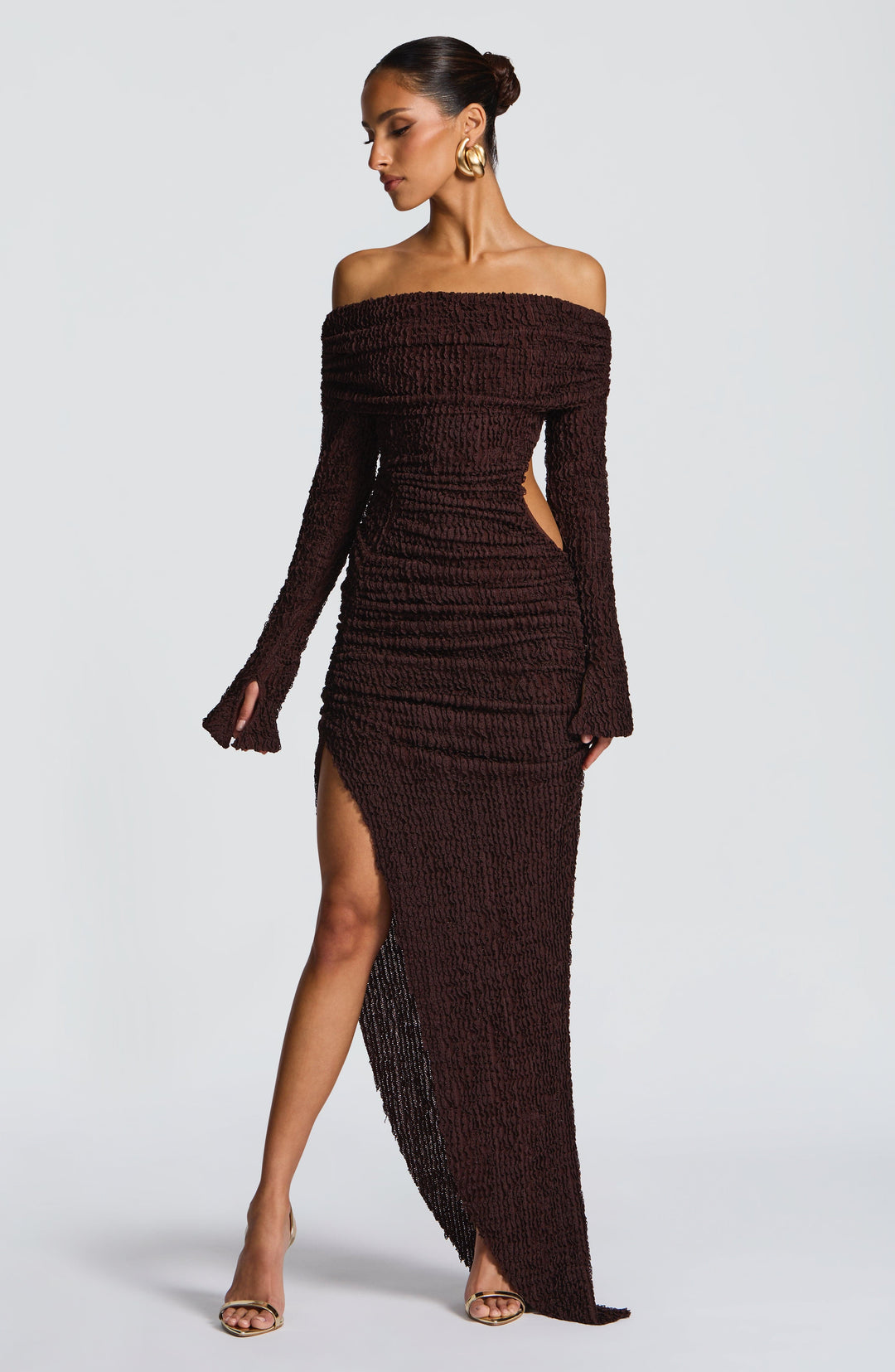Avelette Midi Dress in Plum Brown by Clandour, product photo 3