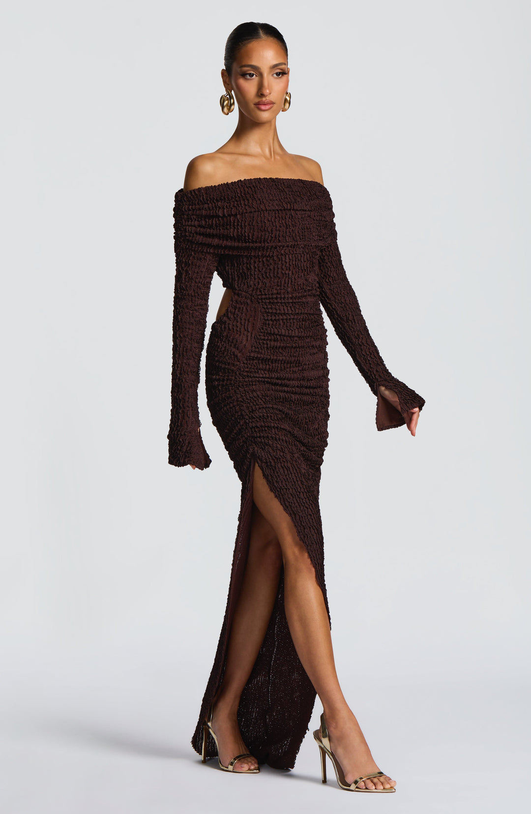 Avelette Midi Dress in Plum Brown by Clandour, product photo 4