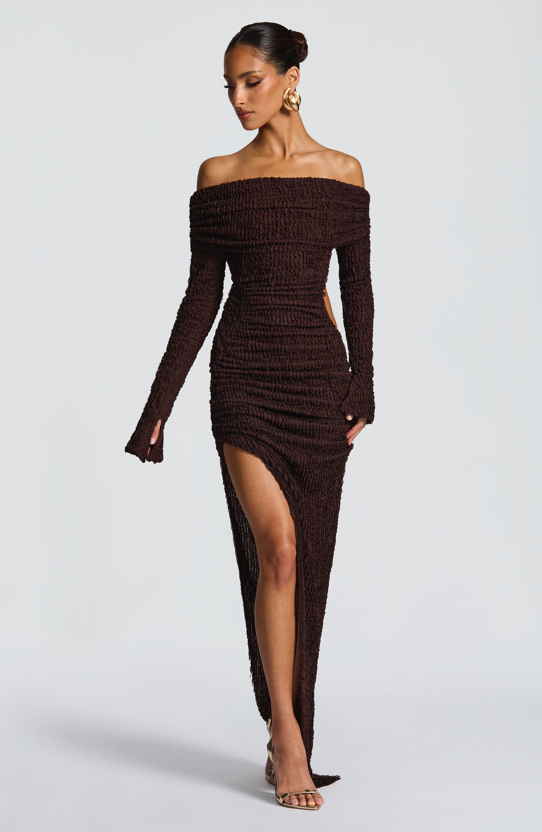 Avelette Midi Dress in Plum Brown by Clandour, product photo 5