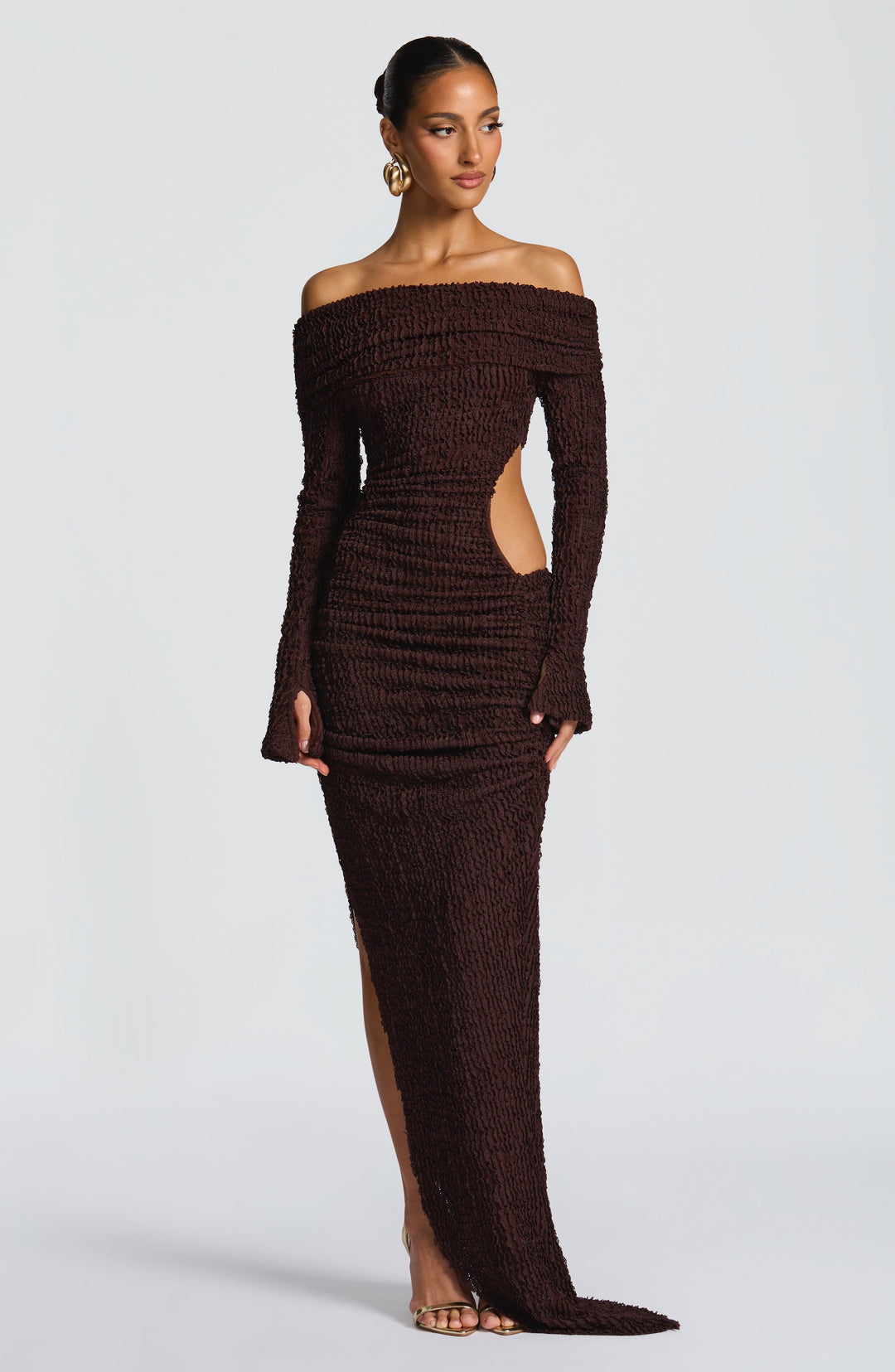 Avelette Midi Dress in Plum Brown by Clandour, product photo 6