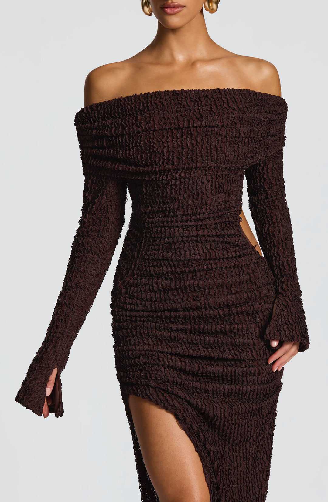 Avelette Midi Dress in Plum Brown by Clandour, product photo 8