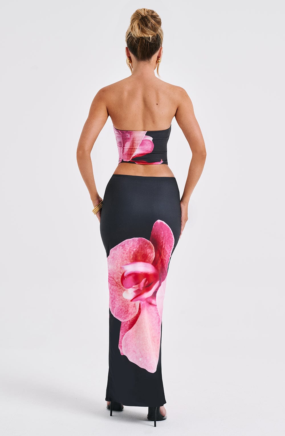 Avellina Maxi Skirt in Black Floral Print by Clandour, product photo 2
