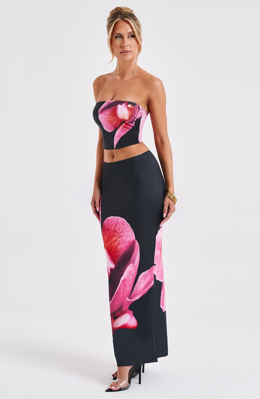 Avellina Maxi Skirt in Black Floral Print by Clandour, product photo 5