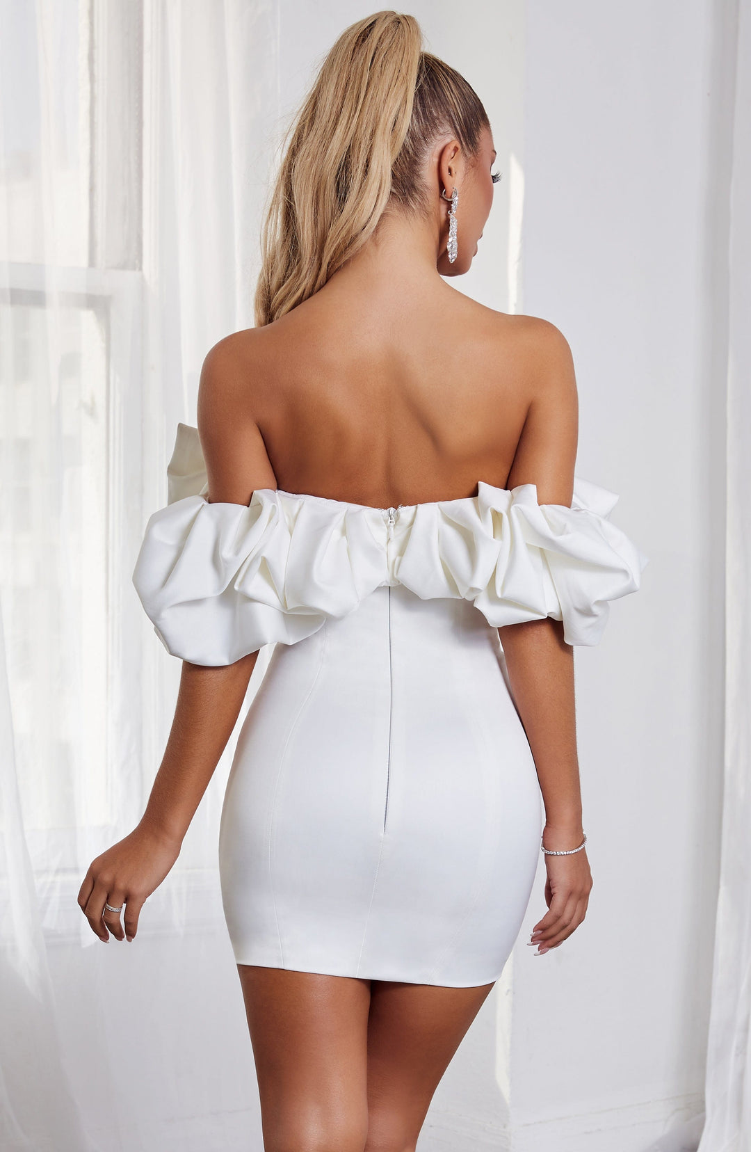 Avelmira Mini Dress in White by Clandour, product photo 3
