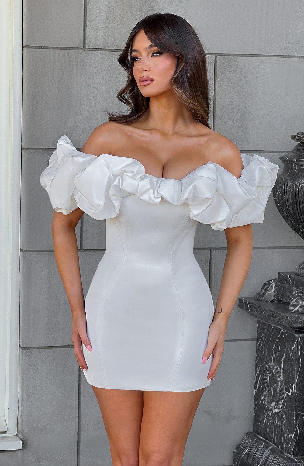 Avelmira Mini Dress in White by Clandour, product photo 9