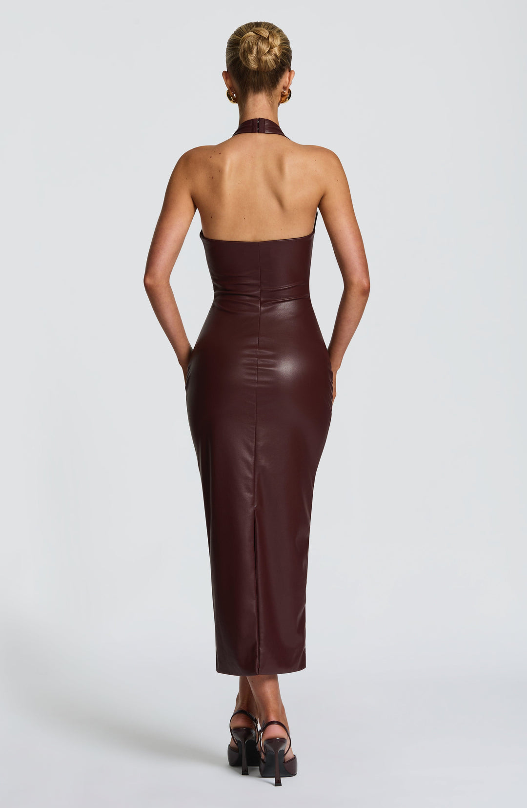 Avelola Midi Dress in Burgundy by Clandour, product photo 3
