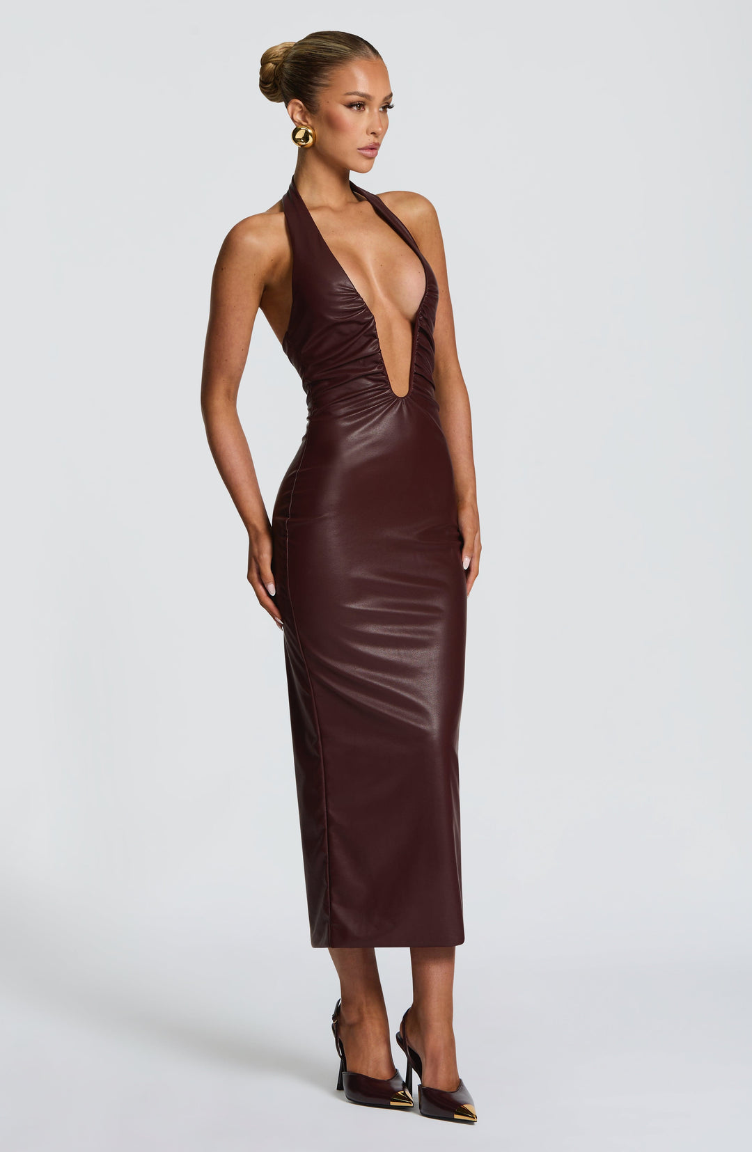 Avelola Midi Dress in Burgundy by Clandour, product photo 4
