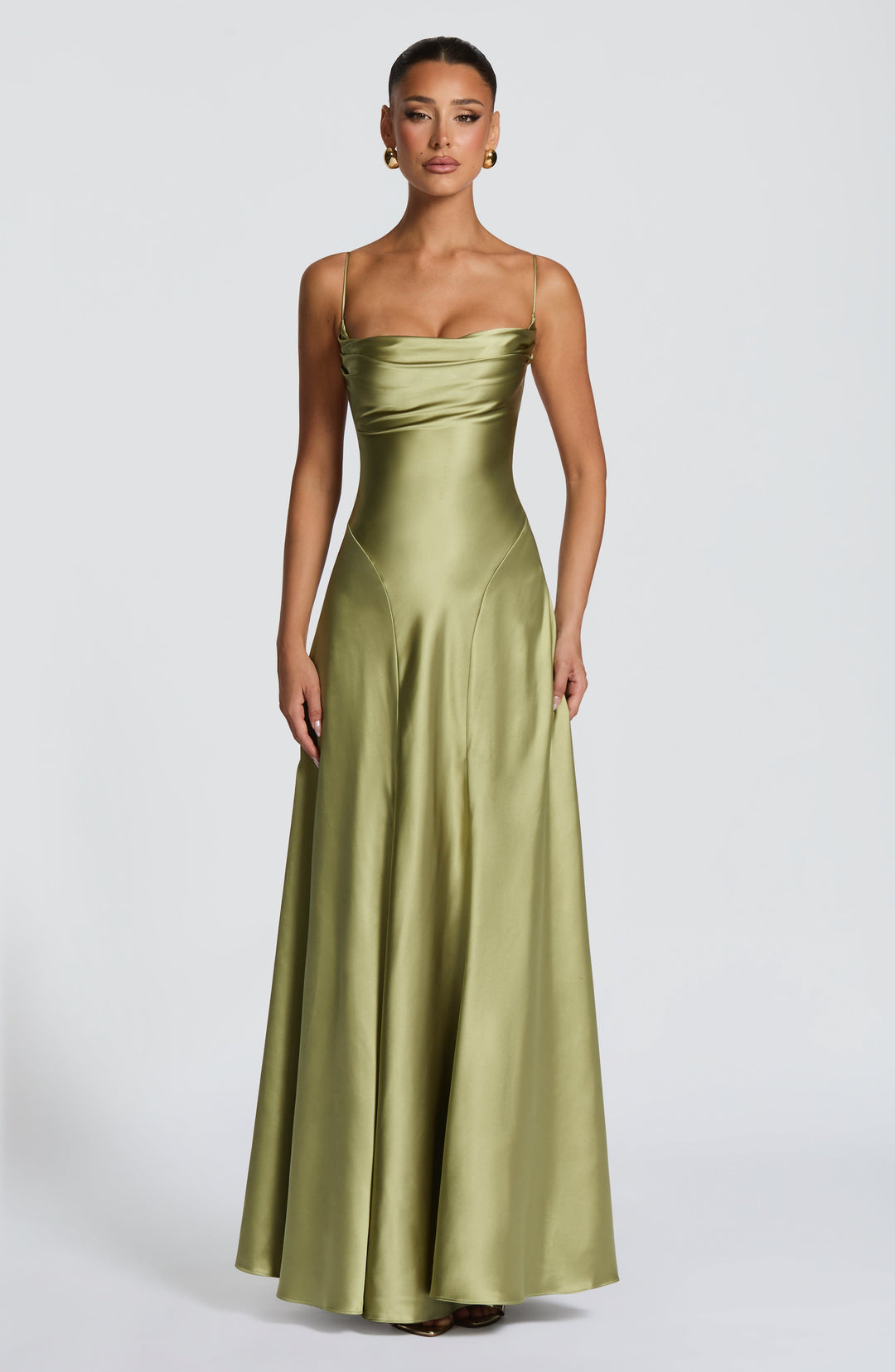 Avelora Maxi Dress in Light Olive by Clandour, product photo 2