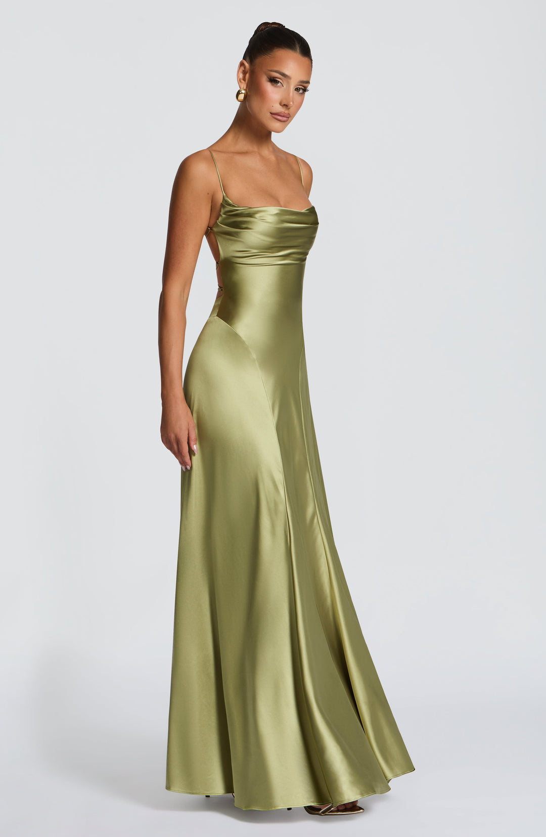 Avelora Maxi Dress in Light Olive by Clandour, product photo 4