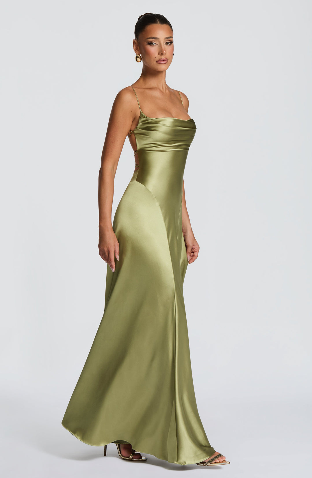Avelora Maxi Dress in Light Olive by Clandour, product photo 5