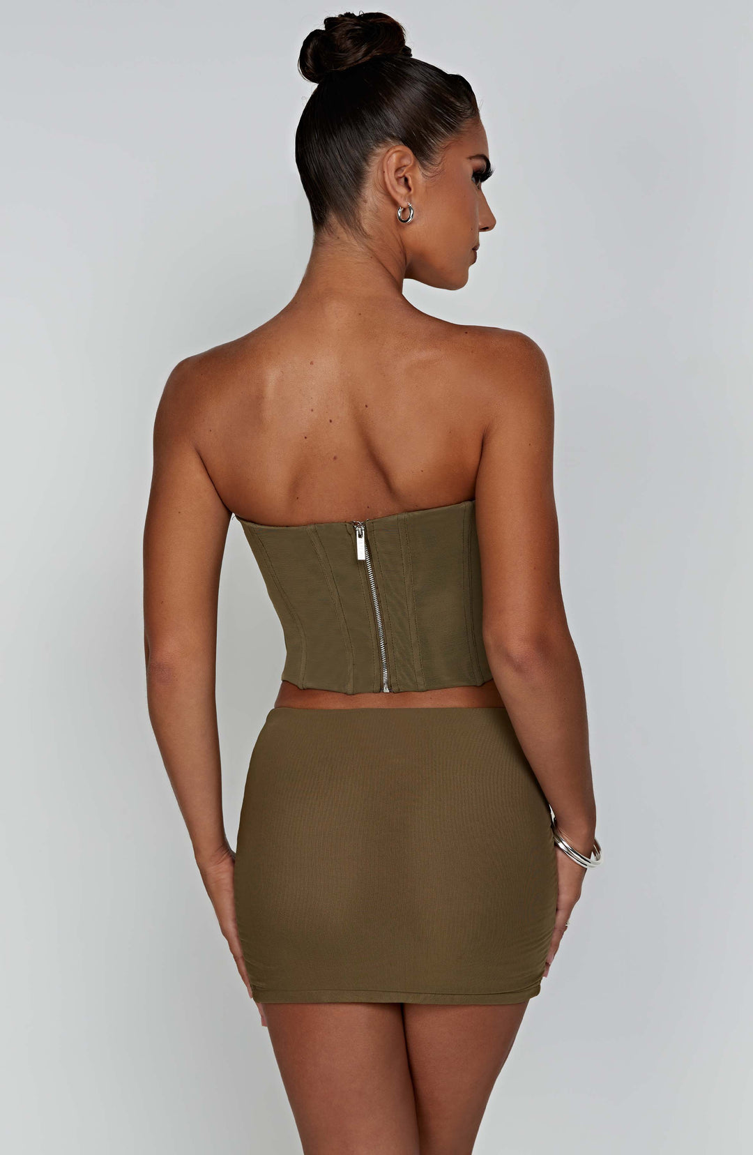 Aveloria Mini Skirt in Khaki by Clandour, product photo 3