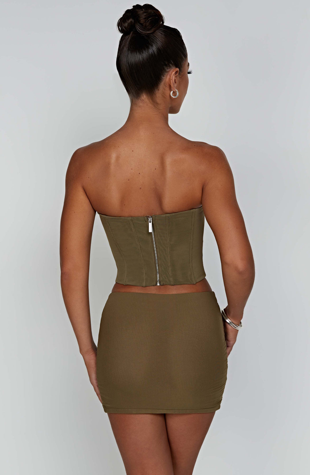 Aveloria Mini Skirt in Khaki by Clandour, product photo 16