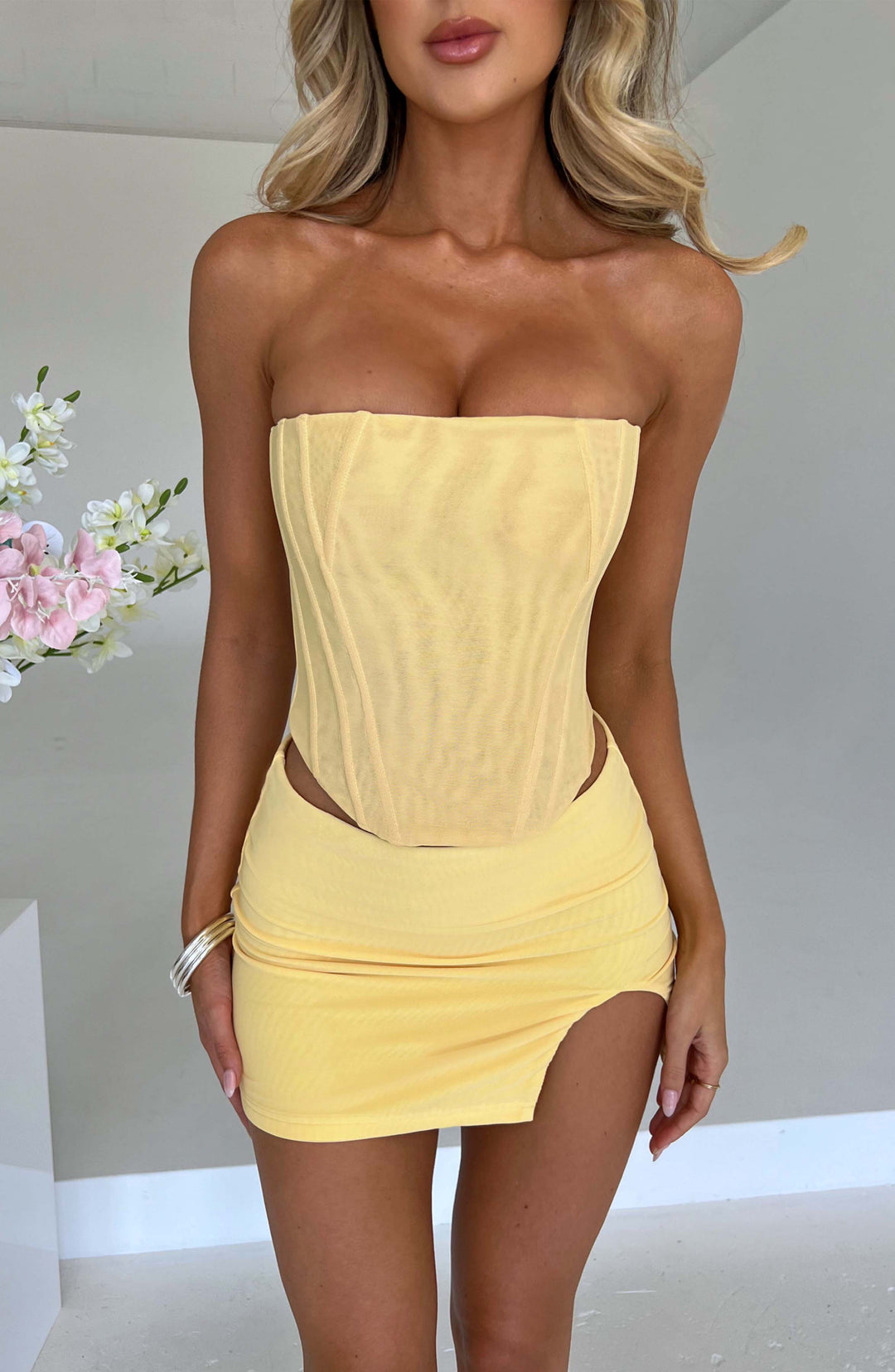 Aveloria Mini Skirt in Lemon by Clandour, product photo 5