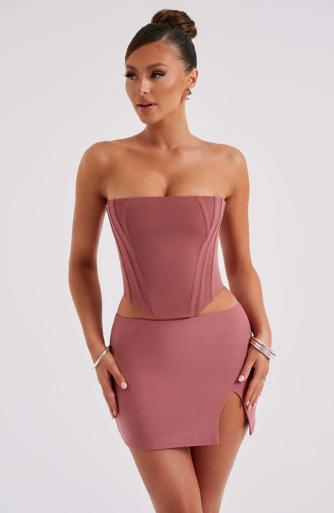 Aveloria Mini Skirt in Rose Pink by Clandour, product photo 1