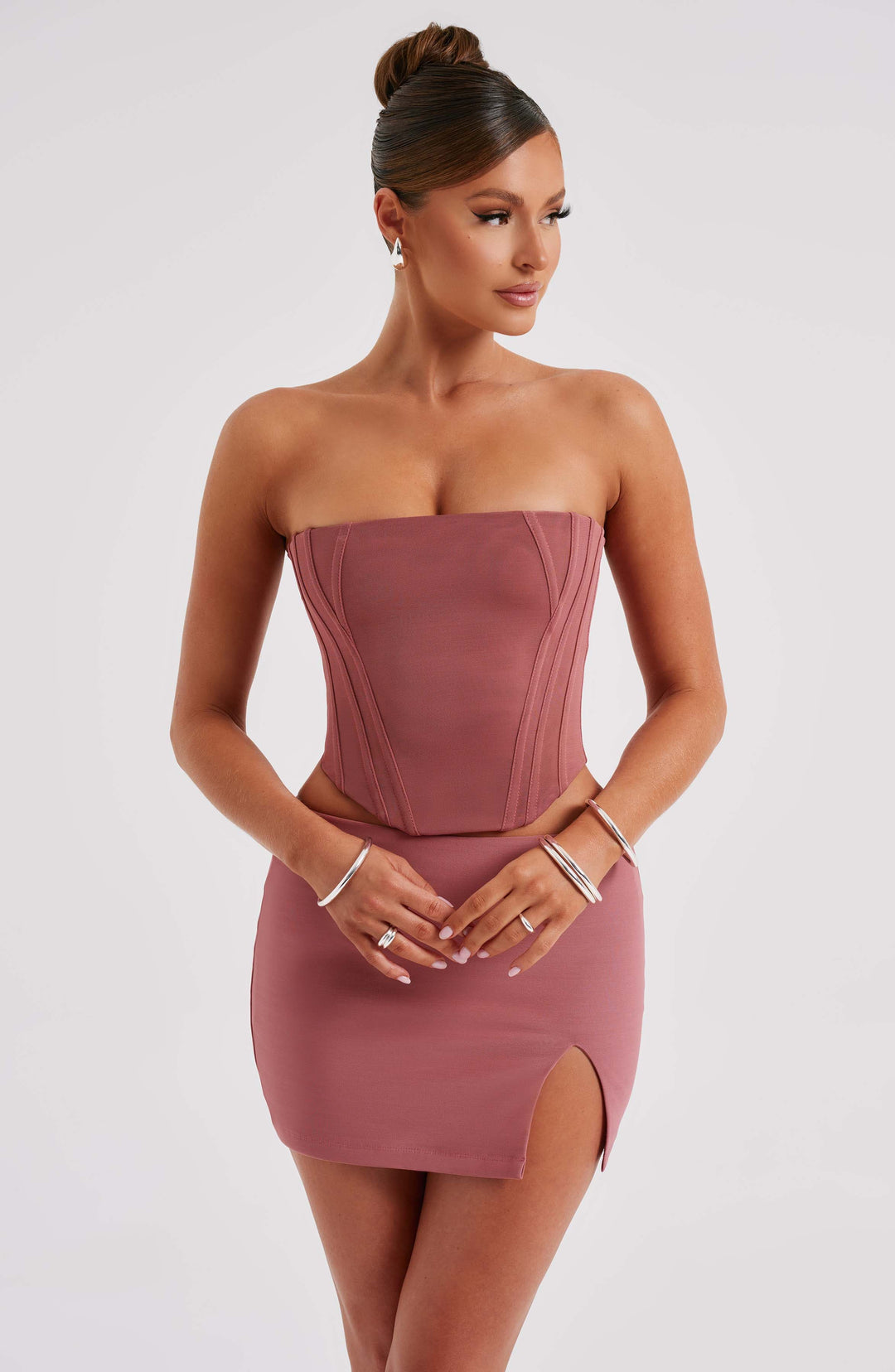 Aveloria Mini Skirt in Rose Pink by Clandour, product photo 5