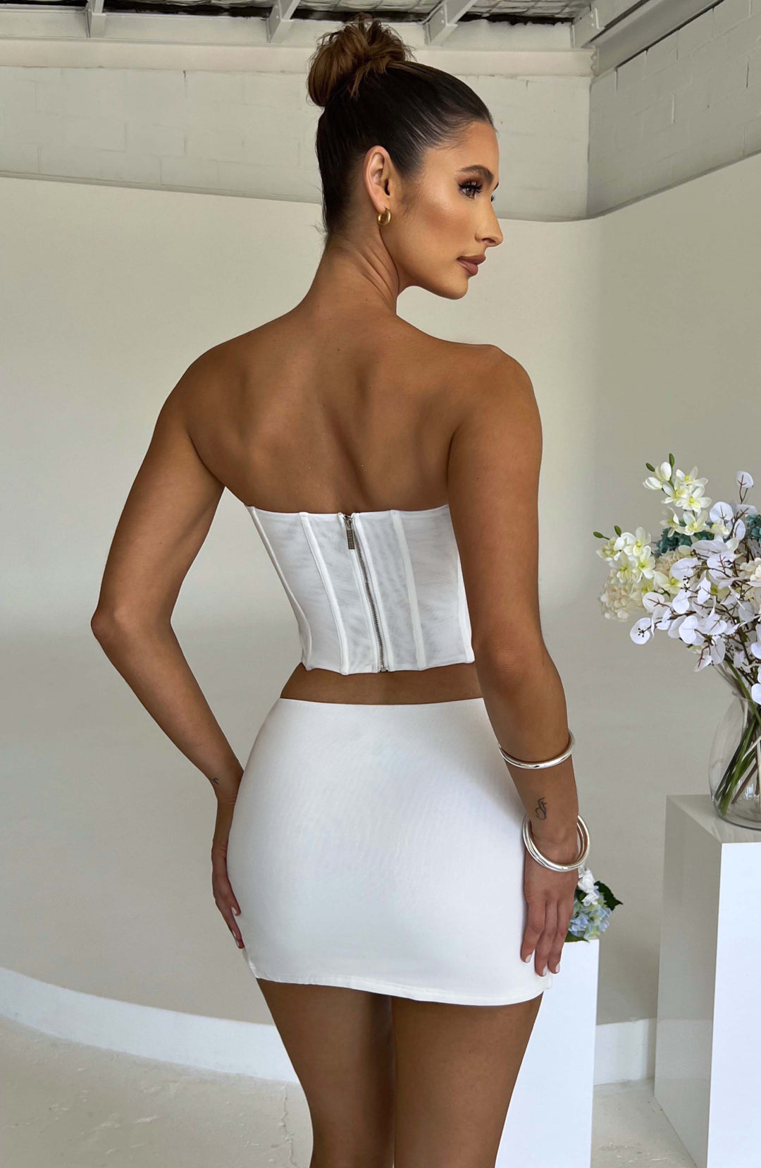 Aveloria Mini Skirt in White by Clandour, product photo 3