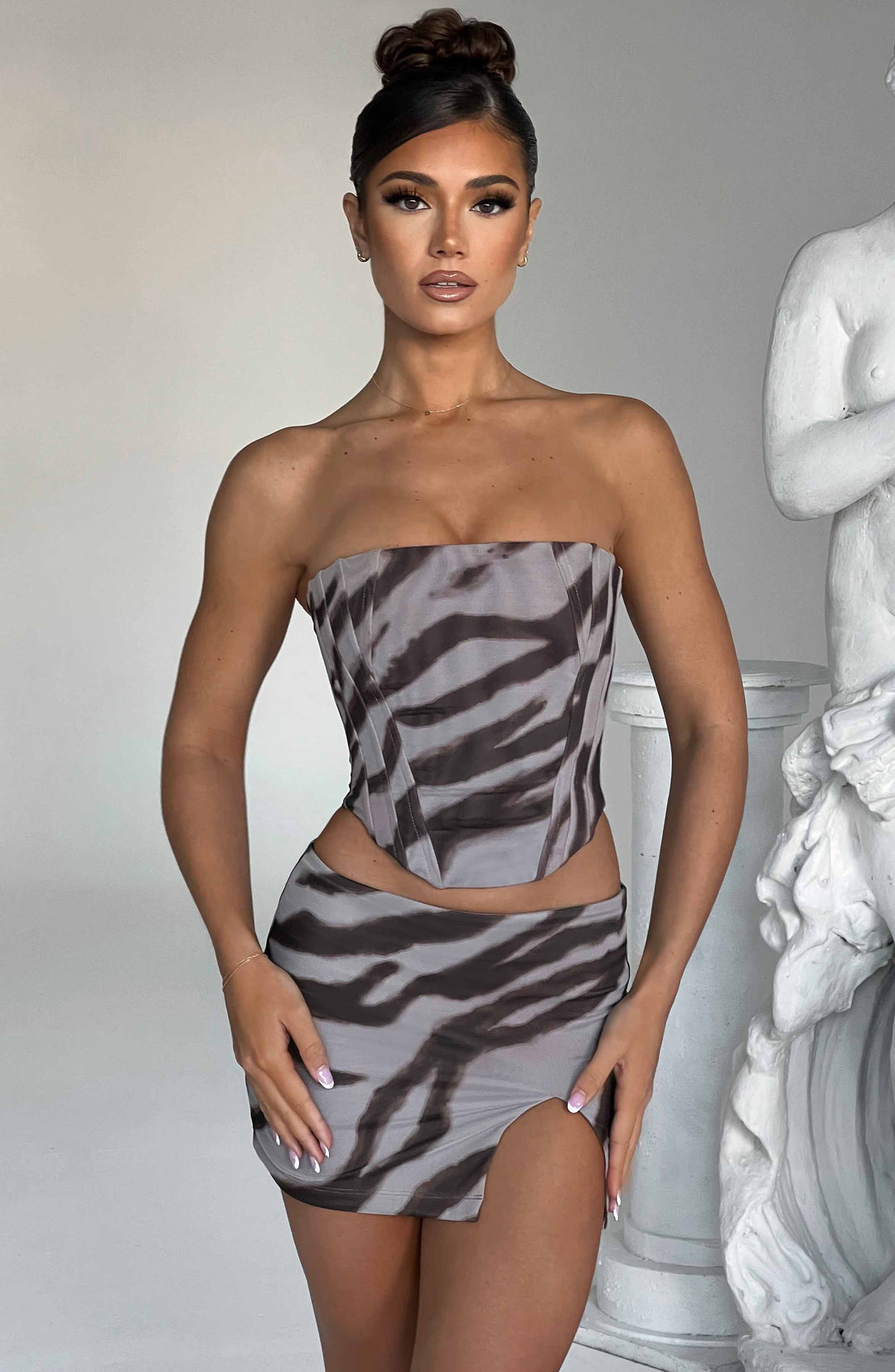 Aveloria Mini Skirt in Zebra Print by Clandour, product photo 1
