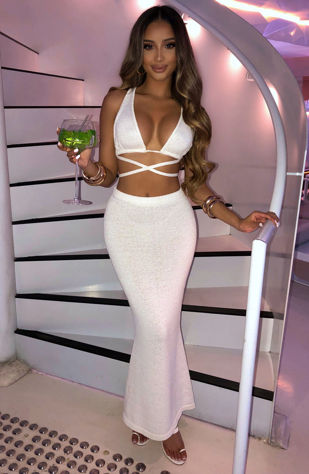 Avelyne Maxi Skirt in White by Clandour, product photo 7