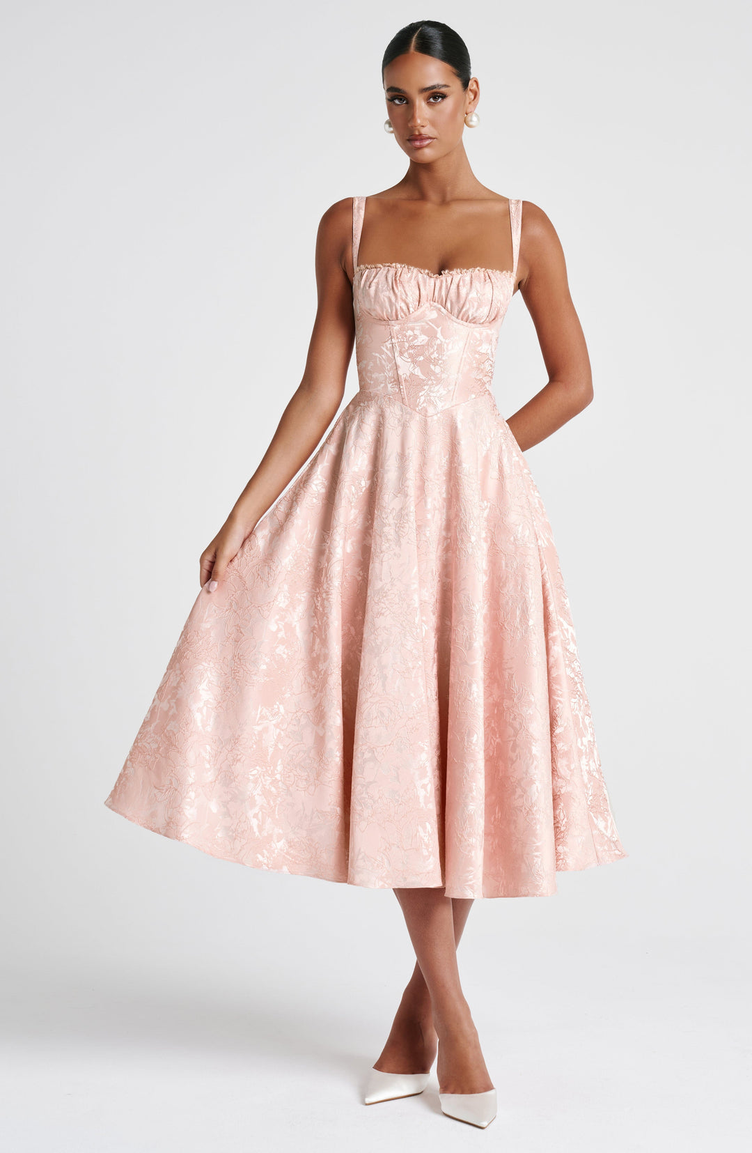 Bria Midi Dress in Soft Peach by Clandour, product photo 4