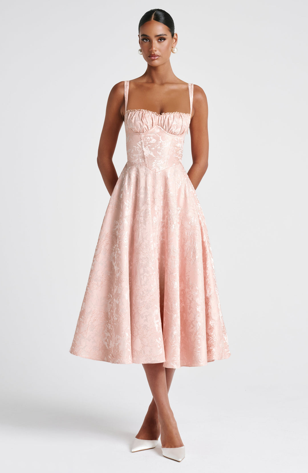 Bria Midi Dress in Soft Peach by Clandour, product photo 6