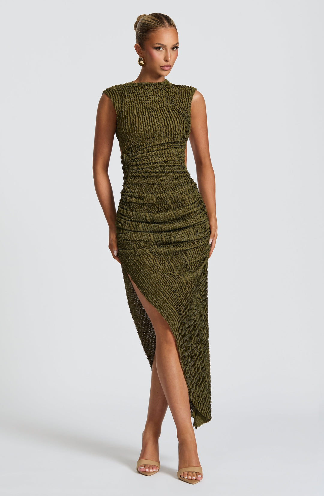 Briara Midi Dress in Khaki by Clandour, product photo 5