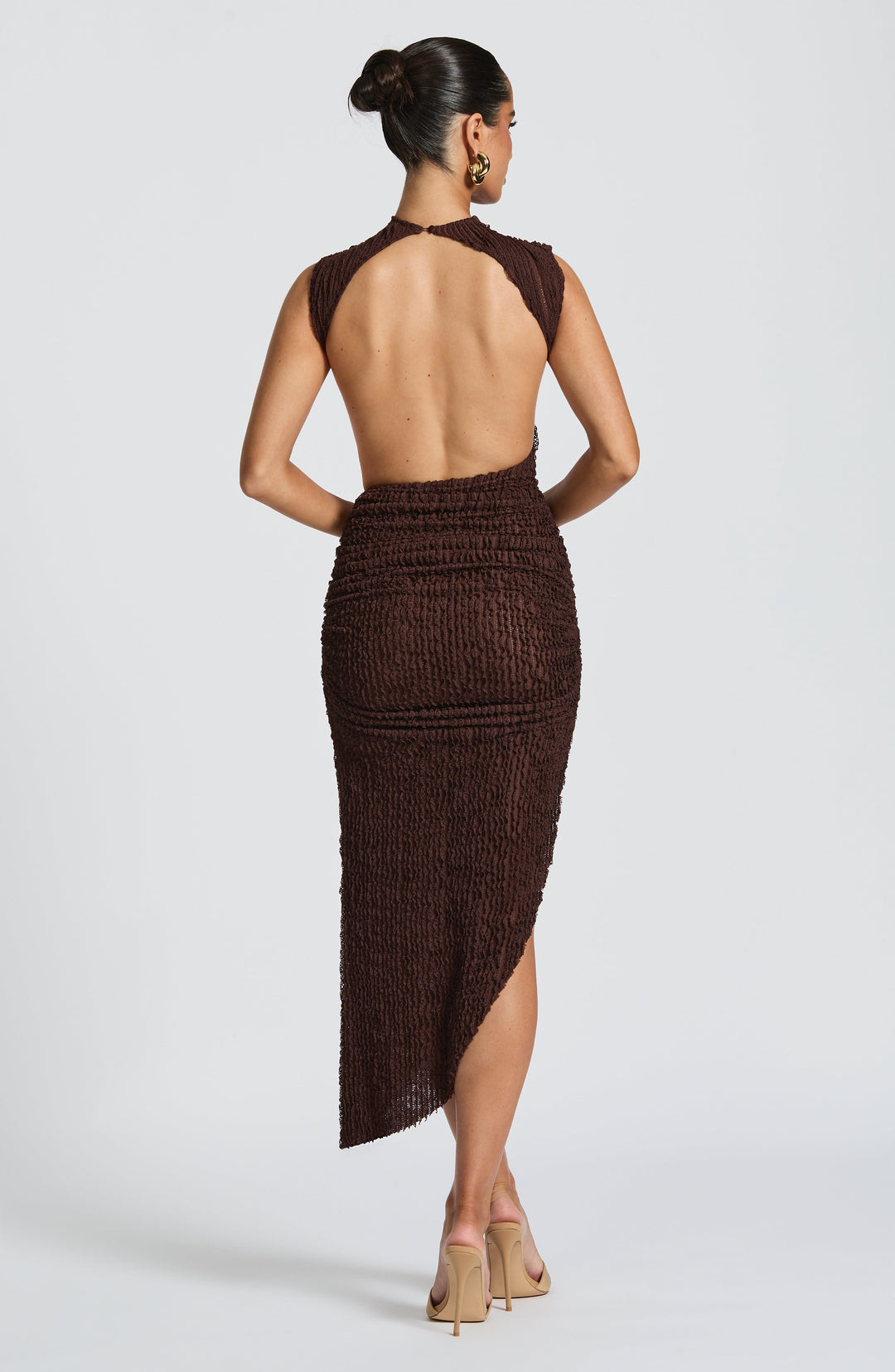 Briara Midi Dress in Plum Brown by Clandour, product photo 4