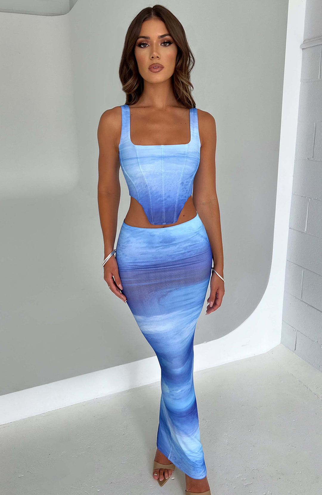 Brielle Corset in Blue Haze Print by Clandour, product photo 6