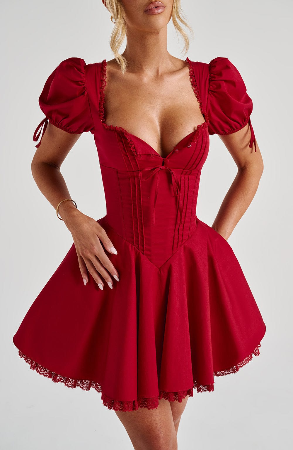 Briessa Mini Dress in Red by Clandour, product photo 4