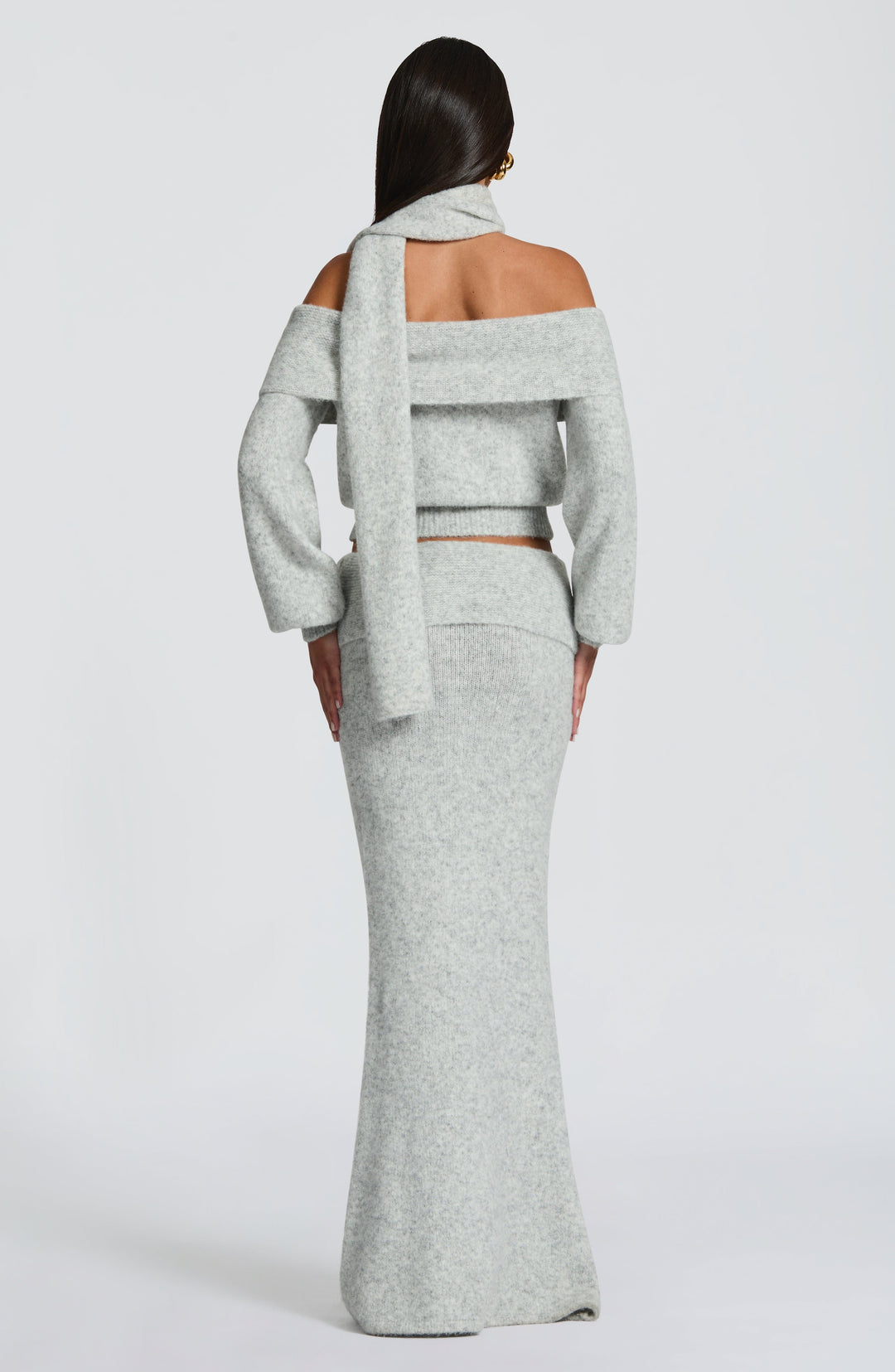 Briette Maxi Skirt in Light Grey Marl by Clandour, product photo 3