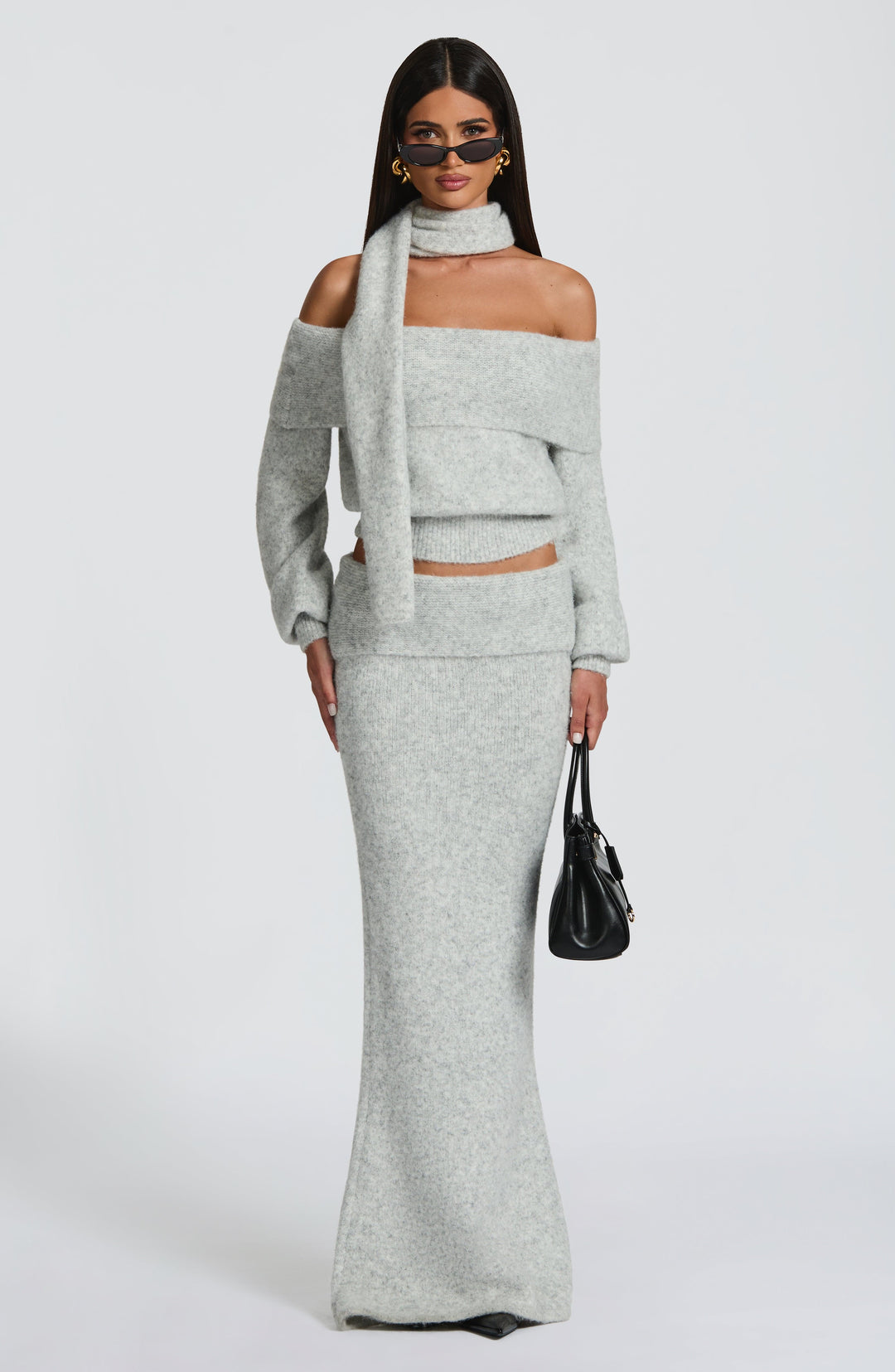 Briette Top in Light Grey Marl by Clandour, product photo 2