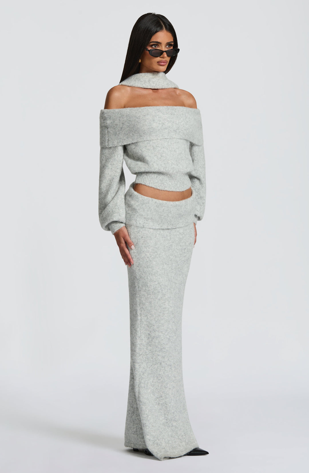 Briette Top in Light Grey Marl by Clandour, product photo 3