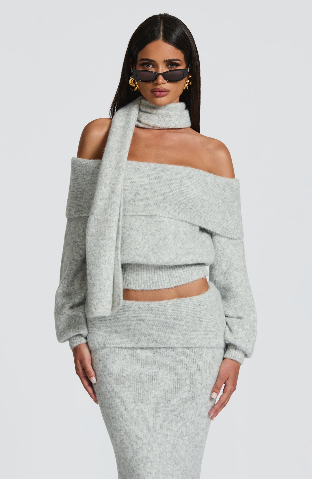 Briette Top in Light Grey Marl by Clandour, product photo 6