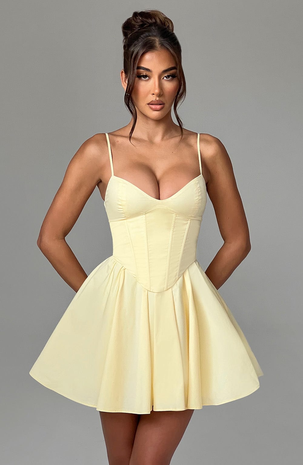 Briora Mini Dress in Lemon by Clandour, product photo 5