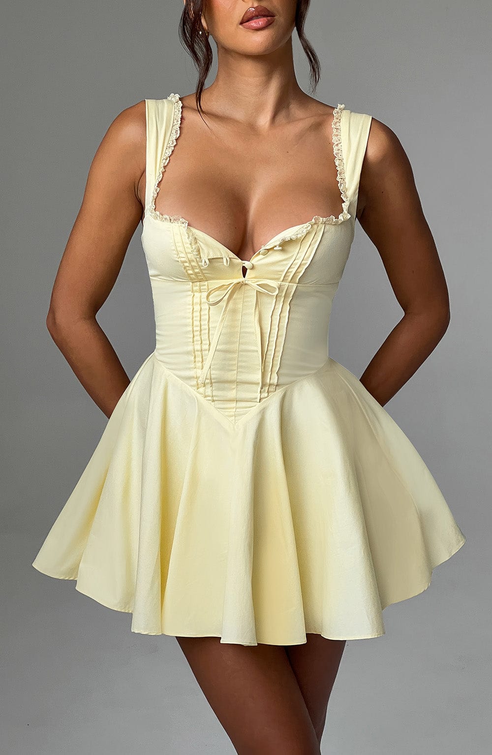 Brioria Mini Dress in Lemon by Clandour, product photo 4