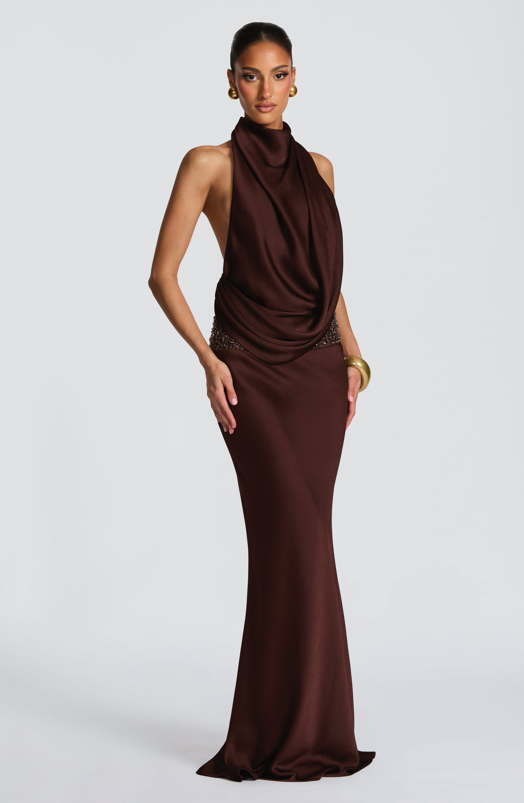 Briris Maxi Dress in Plum Brown by Clandour, product photo 2
